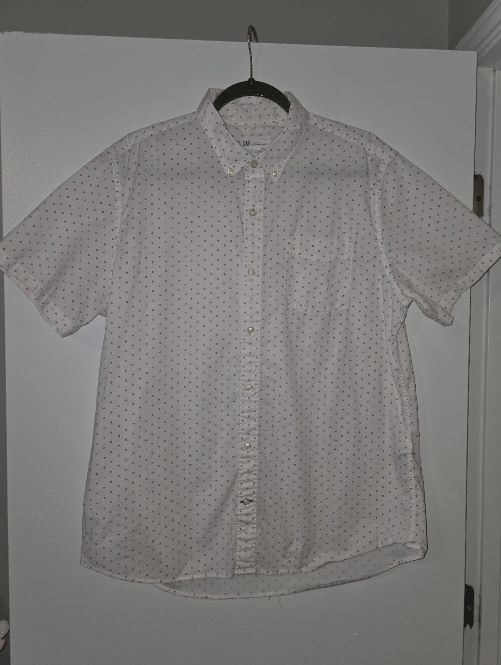 Gap Standard Fit Stretch Short Sleeve White Button Down Size L